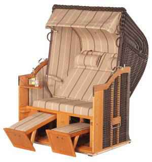 Classic 2-Sitzer Halbliegemodell Kunststoffgeflecht cappuccino Stoff 57