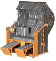 Classic 2-Sitzer Halbliegemodell Kunststoffgeflecht anthrazit - Stoff 17