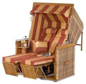 Präsident Teak 2-Sitzer Liegemodell Kunststoffgeflecht Rattanoptik Stoff 117