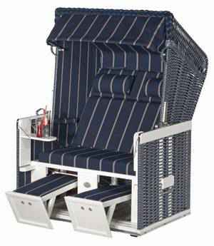 Konsul 2-Sitzer Halbliegemodell Kunststoffgeflecht blau mit Nadelstreifen Stoff 27