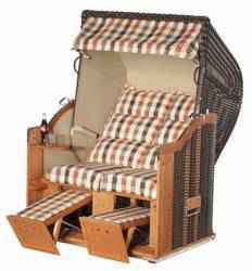 Classic Duo 2-Sitzer Halbliegemodell Kunststoffgeflecht cappuccino Stoff Rombo Caro