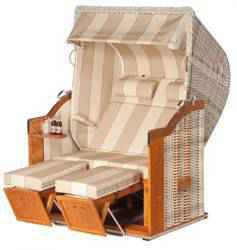 Classic 2-Sitzer Halbliegemodell Kunststoffgeflecht antik-weiß Stoff 54