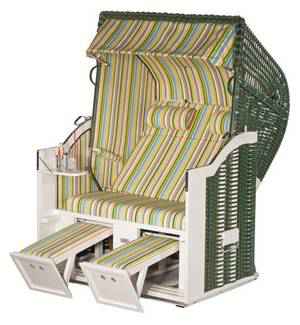 Classic 2-Sitzer Halbliegemodell Kunststoffgeflecht grün Stoff 98