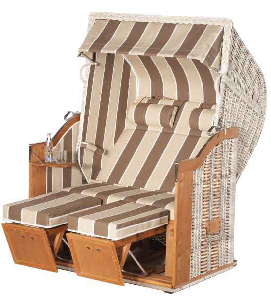 Classic 2-Sitzer Halbliegemodell Kunststoffgeflecht antik-weiß Stoff 41