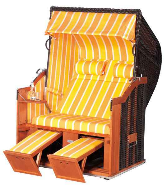 Classic 2-Sitzer Halbliegemodell Kunststoffgeflecht cappuccino Stoff 196