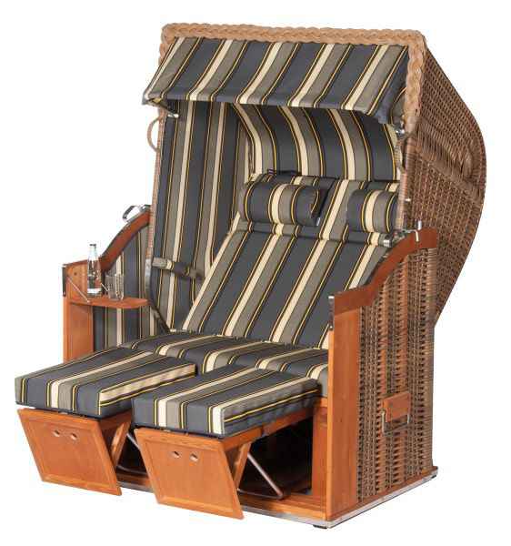 Classic 2-Sitzer Halbliegemodell Kunststoffgeflecht marone Stoff 69
