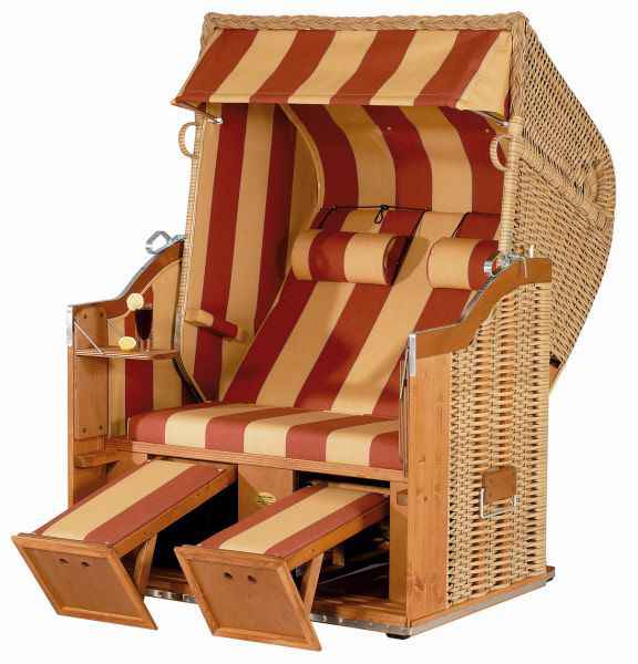 Classic 2-Sitzer Halbliegemodell Kunststoffgeflecht Naturoptik Stoff 117