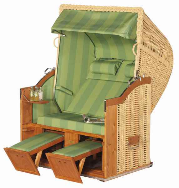 Classic 2-Sitzer Halbliegemodell Kunststoffgeflecht Naturoptik Stoff 194