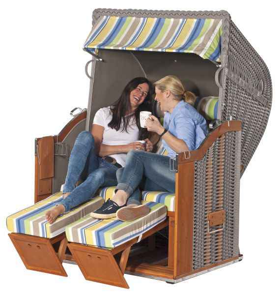 Classic 2-Sitzer Halbliegemodell Kunststoffgeflecht taupe Vario Polsterung Fresca