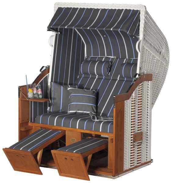 Classic 2-Sitzer Halbliegemodell Kunststoffgeflecht weiß Stoff 17