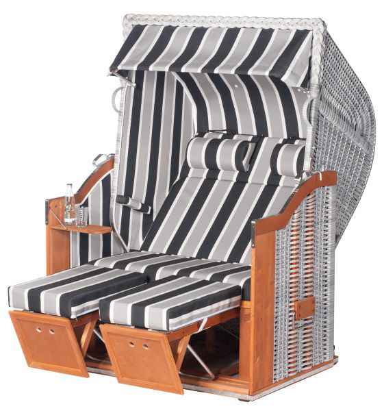 Classic 2-Sitzer Halbliegemodell Kunststoffgeflecht white-washed Stoff 71