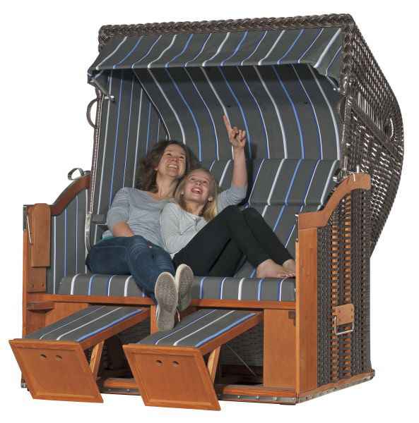 Classic 2-Sitzer XL Halbliegemodell Kunststoffgeflecht anthrazit Stoff 17