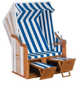 Strandkorb SunnySmart Rustikal 50 Basic - PVC Stoff 200 - KS- Geflecht weiß